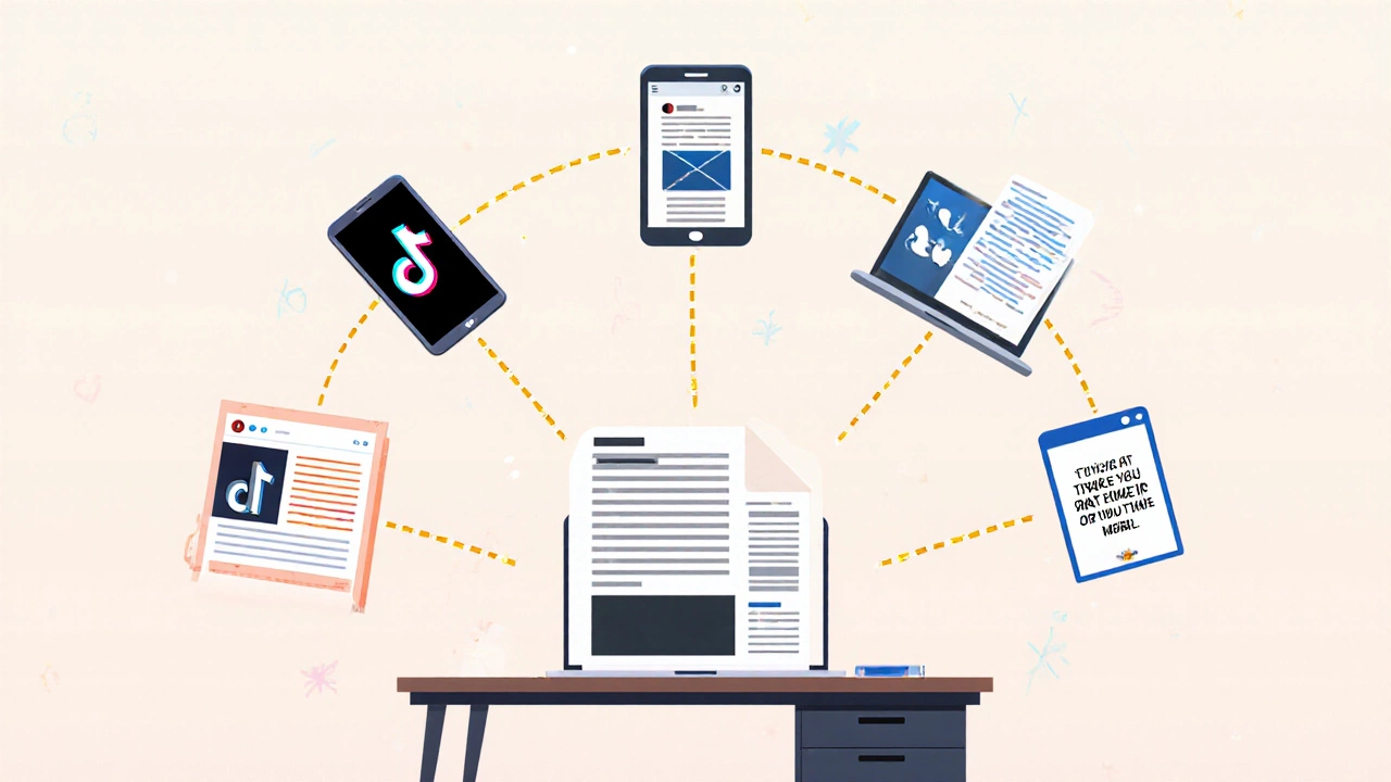 Single blog post branching into five types of social media content