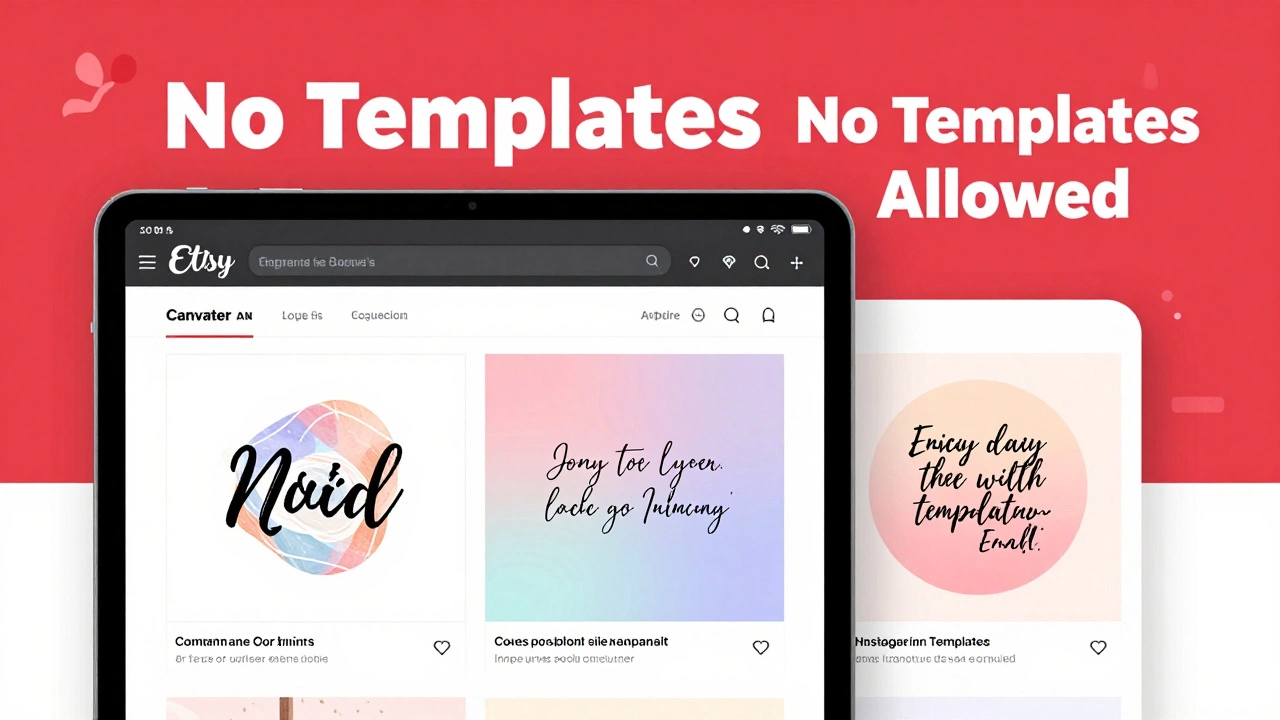 Etsy listings of original Canva-made art prints, avoiding template use.