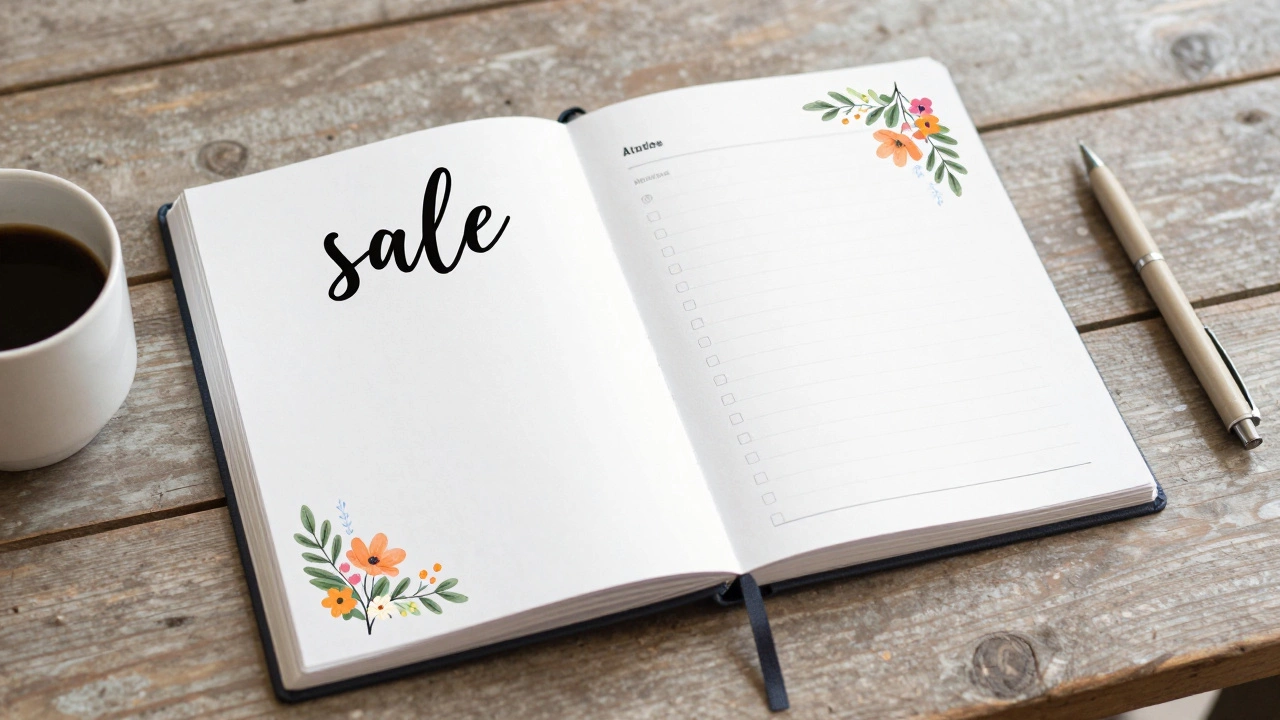 Handmade digital planner with custom illustrations and typography for sale.