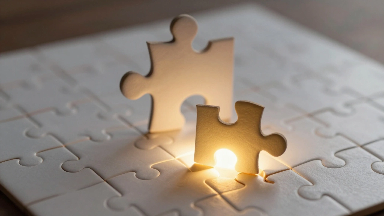 Glowing puzzle piece fitting into a mosaic, representing micro-niche success