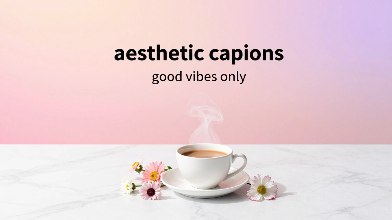 Minimalist aesthetic scene with flowers and tea on marble