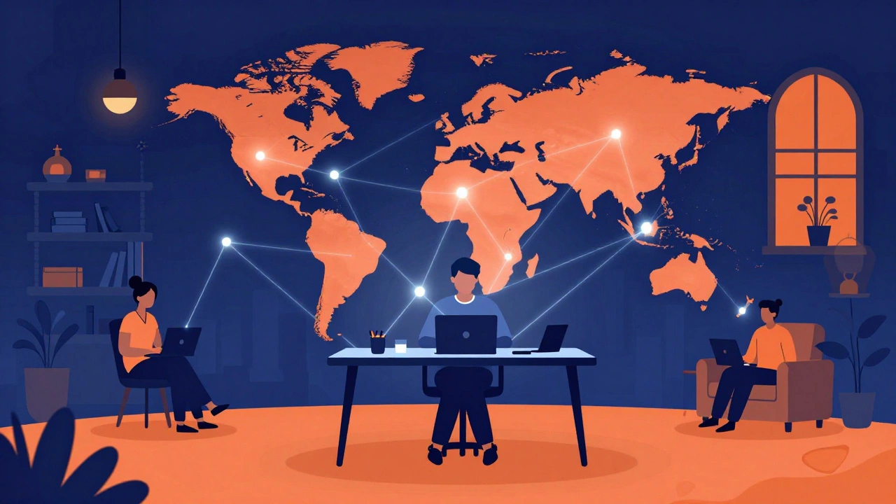 Global remote workers connected digitally