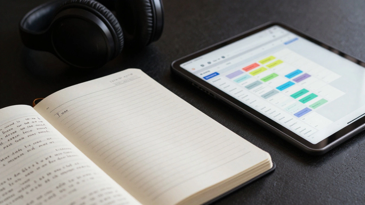 Writer's organized desk with planning tools
