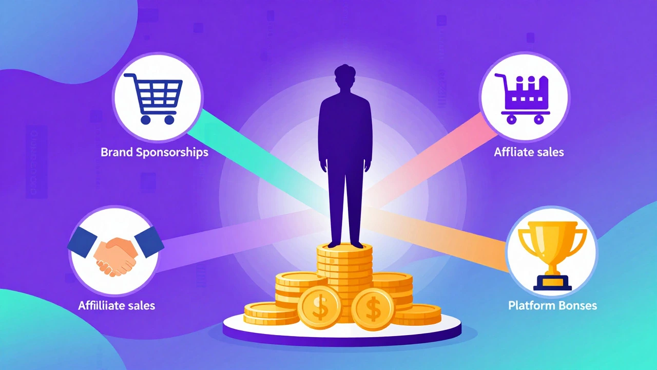 Illustration showing various income sources for digital creators