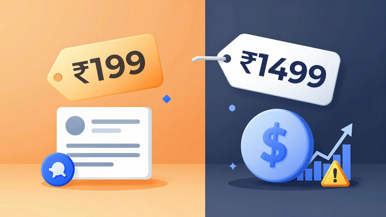 Visual metaphor showing low intro price vs high renewal cost for hosting