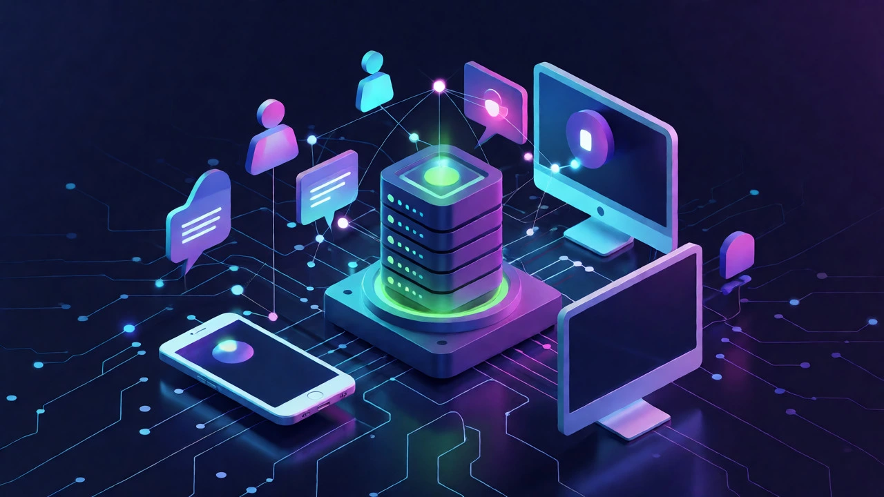 Abstract visualization of connected devices and engaged community nodes